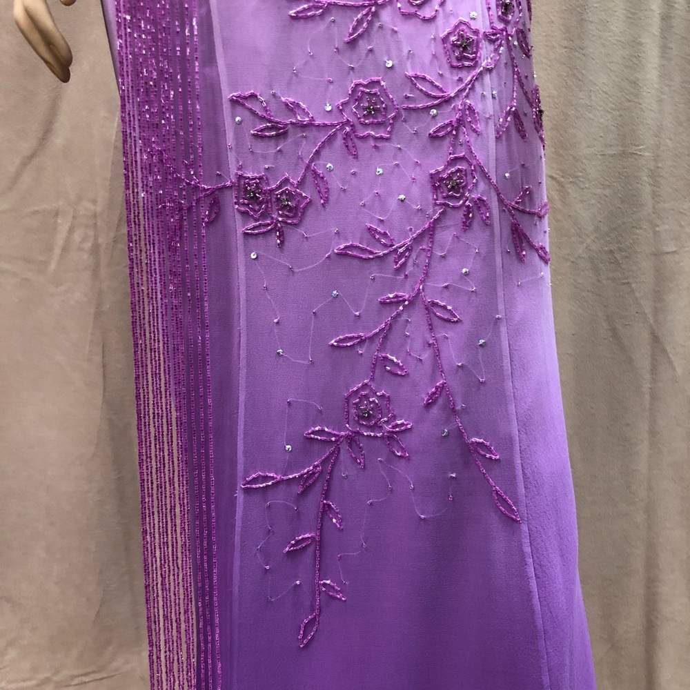 Vintage Lavender Ombre Elegant Beaded Gown - Picture 4 of 8